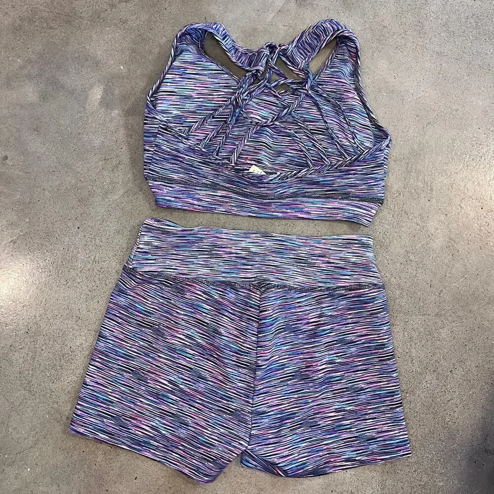 ShoSho Fashion Purple activewear matching set sports bra shorts yoga women small